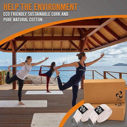 2-PACK or 5-PACK Yoga Exercise Adjustable Straps 8Ft | BONUS eBook | with Durable D-Ring For Pilates & Gym Workouts | Hold Poses, Stretch, Improve Flexibility & Maintain Balance
