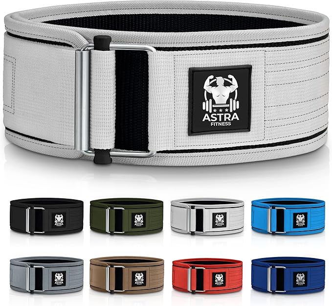 Quick Locking Premium Weight Lifting Belt - Powerlifting, Cross Training for Men and Women - 4 Inch Wider Back Support, 100% Metal Buckle - Professional Fitness, Olympic Lifting, Deadlift