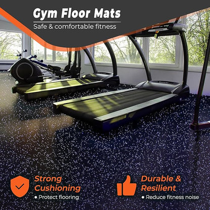 SUPERJARE 0.4'' Thick 24 Pcs 96 Sq Ft Rubber Top Exercise Equipment Mats, High Density EVA Foam Mats with Rubber Top, Interlocking Gym Flooring for Home Gym, Protective Workout Mat, Black/Purple