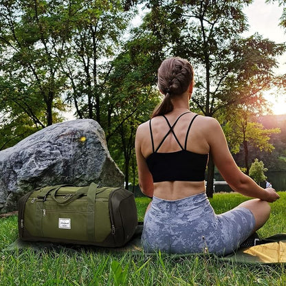 Laripwit Travel Duffle Bag for men 40L Medium Sports Gym Bag with Wet Pocket & Shoes Compartment Weekender Overnight Backpack for Traveling Duffel Bag Backpack for Women, Green