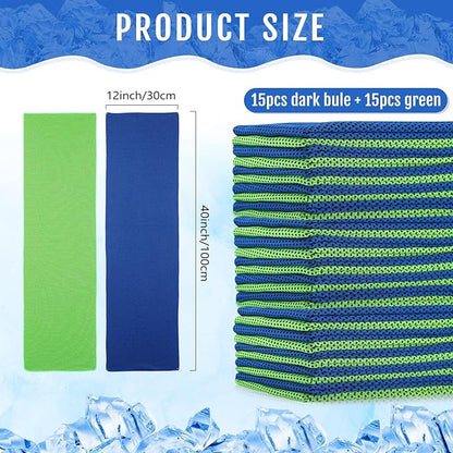 Hosuly 30 Pack Cooling Towels, 40"x12" Ice Breathable Soft Chilly Sweat Rag Microfiber Workout Rags for Gym Cooling Towels for Neck and Face for Yoga Golf Sport Running