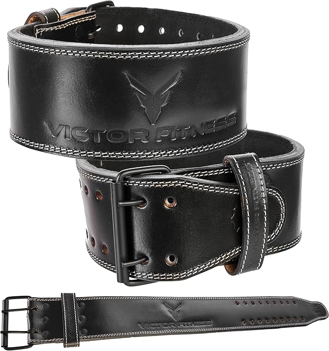 100% Top-Grain Leather 10mm Thick 4" Wide Heavy-Duty Dual Prong Powerlifting Belt for Men and Women made with Vegetable Tanned Leather