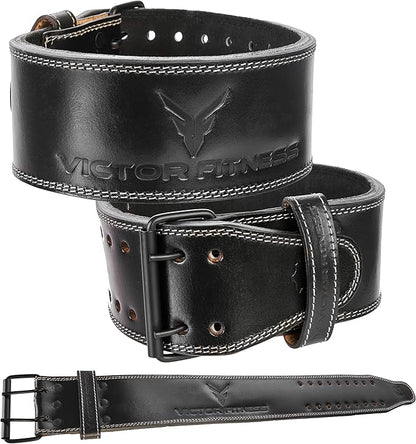100% Top-Grain Leather 10mm Thick 4" Wide Heavy-Duty Dual Prong Powerlifting Belt for Men and Women made with Vegetable Tanned Leather