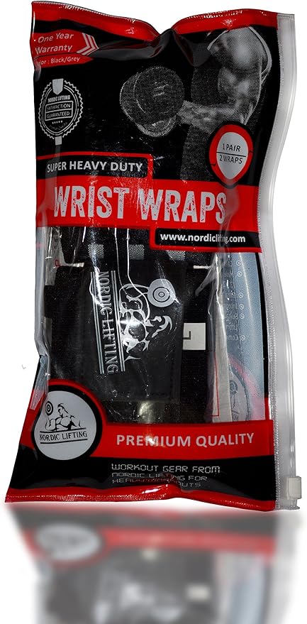 Nordic Lifting Wrist Wraps Super Heavy Duty (1 Pair/2 Wraps) 24" Support for Weight Lifting | Powerlifting | Gym | Cross Training- Weightlifting Thumb Loop - Men & Women