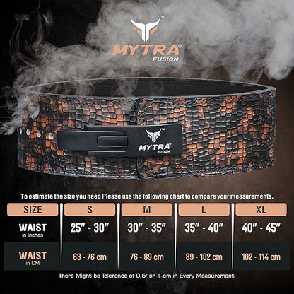 Mytra Fusion Weight Lifting Belt Real Leather Lifting Belt With Lever Workout Bet for Men & Women Powerlifting Belt