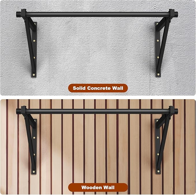 Wall Mounted Pull Up Bar, Adjustable Depth Pull-up Bar with 500LBS Weight Capacity, Maintain Upper Body Strength & Core Stability, Home or Garage Gym Chin Up Workout Training Station