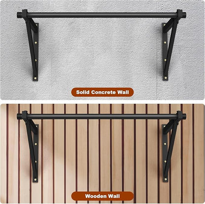 Wall Mounted Pull Up Bar, Adjustable Depth Pull-up Bar with 500LBS Weight Capacity, Maintain Upper Body Strength & Core Stability, Home or Garage Gym Chin Up Workout Training Station