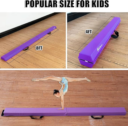 MARFULA 6 FT / 8 FT / 9 FT / 10 FT Folding Gymnastic Balance Beam for Kids with Carry Bag for Home and Club Use
