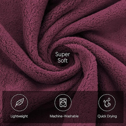 TENSTARS Silk Hemming Hand Towels for Bathroom - Quick Drying - Ultra Soft Microfiber Absorbent Towel for Bath Fitness, Gym, Shower, Hotel, and Spa - 16x28 Inch | Set of 6, Burgundy