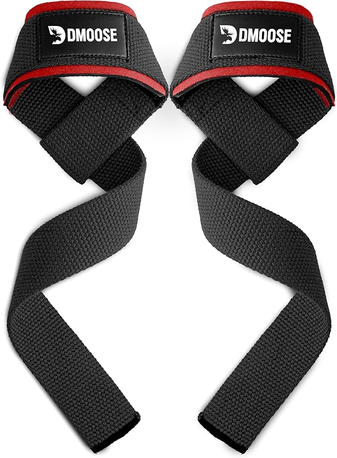 DMoose Fitness Lifting Straps 24" (Pair) - 5mm Padded Durable Wrist Straps for Weightlifting & Powerlifting - Cotton Lifting Strap with Silicone Grip for Men & Women - Deadlift Strap for Gym Workout