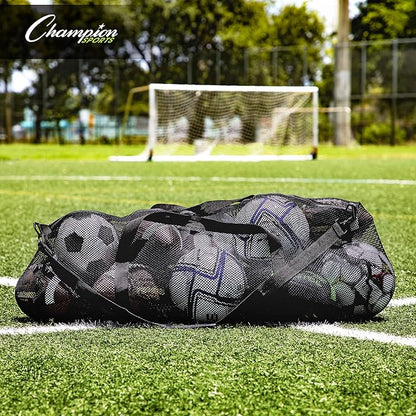 Champion Sports Mesh Duffle Bag – Oversized Breathable Gear Bag with Zipper & Shoulder Strap for Sports, Gym & Travel
