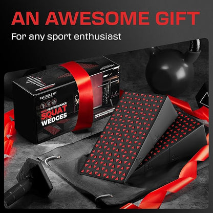 Squat Wedge Block Pair - Heel Elevated Squat Wedge for Deeper Squats, Heavy Lifting and Better Form - 17° Angle Exercise Wedges, Slant Board for Squats with Carry Backpack