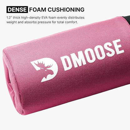 DMoose Fitness Barbell Pad for Hip Thrust, Squat & Lunges - Non-Slip Thick Foam Cushion for Neck and Back Support with Two Straps - Hip Thrust Pad for Leg Day - Fits All Olympic Bars and Smith Machine