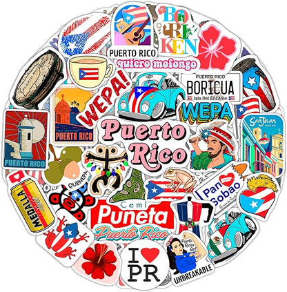 BulbaCraft Puerto Rico Stickers, Puerto Rican Stickers for Water Bottles and Laptop, Gifts for Women & Men