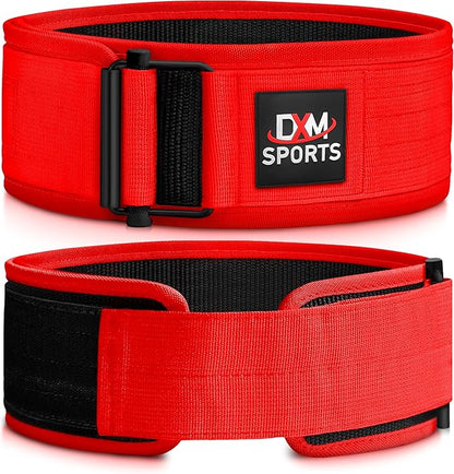 DXM SPORTS Self-Locking Weight Lifting Belt - Men Women Gym Fitness Strength Training, Bodybuilding Powerlifting Weightlifting Workout, Deadlift Squat, Pro Exercise Belt