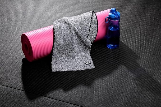 Facesoft Yoga Towel - Infused with Activated Charcoal to Detoxify and Sweat - Made with Eco-Friendly Aqua-Cotton Yarn - Biodegradable and Sustainable - All Ages