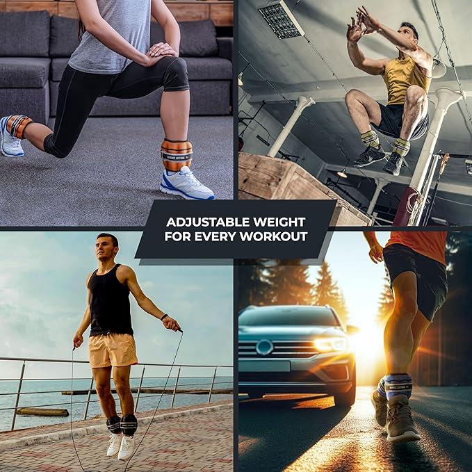 Nordic Lifting Adjustable Ankle Weights for Women & Men – 1 Pair (2–10 lbs) Wrist, Arm & Leg Weights for Gym, Yoga & Home Workouts – Secure Fit Strap Design – Durable Fitness Training Equipment