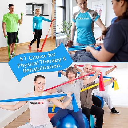 Resistance Bands Professional 8,16, 25, 50 Yards Bulk Rolls. Latex-Free Elastic Physical Therapy Band. No Scent, No Powder - Perfect for Home Exercise, Yoga, Pilates, Gym, Rehab, Workout