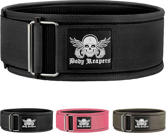 Body Reapers Weight Lifting Belt For Men & Women; Auto Lock Metal Buckle Deadlift Belt & Workout Belt For Men, Adjustable Gym Belt, Weightlifting Belt for Powerlifting, Squats, & Training