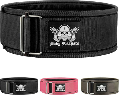 Body Reapers Weight Lifting Belt For Men & Women; Auto Lock Metal Buckle Deadlift Belt & Workout Belt For Men, Adjustable Gym Belt, Weightlifting Belt for Powerlifting, Squats, & Training