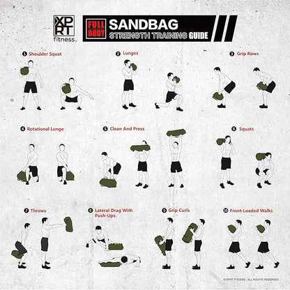 XPRT Fitness Workout Sandbag for Heavy Duty Workout Cross Training 7 Multi-positional Handles - Color Army Green/Black/Camo