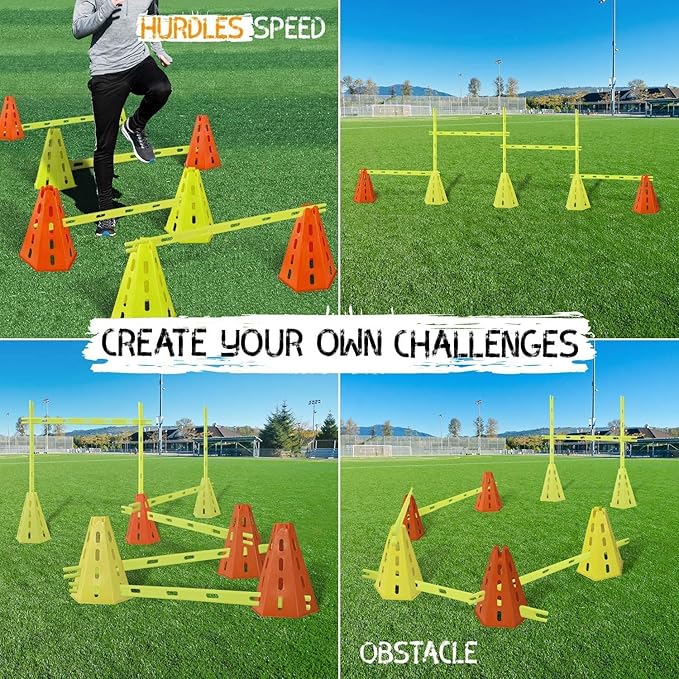 Yes4All Agility Ladder Lime 12 Rung + Agility Cone Lime 12pcs and Agility Hurdle Set, Ultimate Speed Training Equipment, Agility Obstacle Training, Pet Outdoor Games, Included Carry Bag