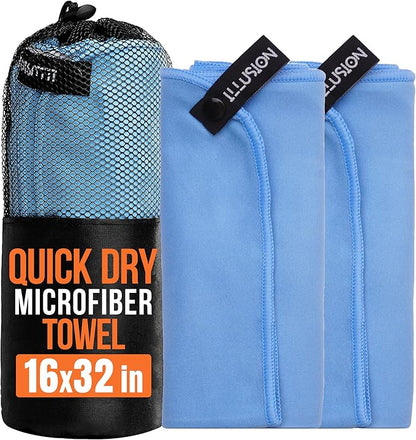 illusion Small Microfiber Gym Towels for Men and Women Active Sports (32" L x 16''W)-Lightweight Quick Dry Gym Towel for Sweat-Workout Towels Ideal for Yoga, Camping, Running, and Outdoor Activities
