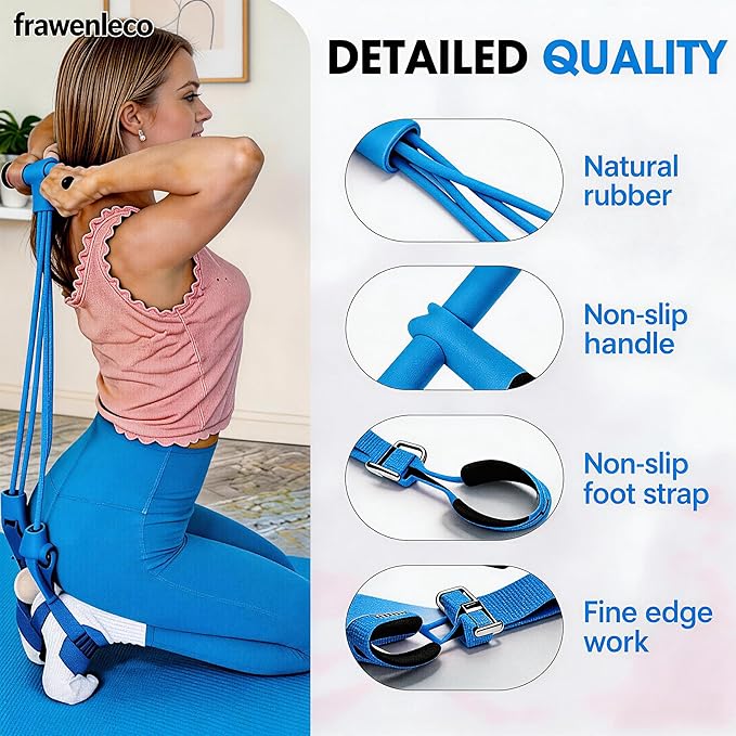 Fitness Resistance Bands with 4 Tube Pedal Ankle Puller, Elastic Yoga Pedal Stretch Band for Exercise, AB Training, Sit Up Equipment