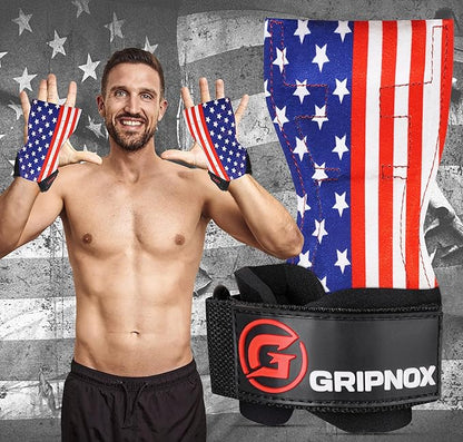 Premium Weight Lifting Grips & Straps for Deadlifts & Powerlifting – Anti-Slip Leather and Rubber Grip with Padded Wrist Wrap Support –