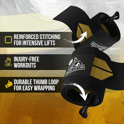 Nordic Lifting Wrist Wraps (1 Pair/2 Wraps) – Lifting Wrist Wraps with Thumb Loop for Weightlifting, Powerlifting & CrossFit – Durable Wrist Support Straps for Men & Women – Gym Essentials for Heavy Lifts