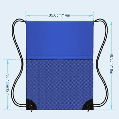 Drawstring Backpack Gym Bag - String Gym Bag for Men & Women, Lightweight Cinch Sports Sackpack for Beach, Travel, Yoga, Swimming, Blue