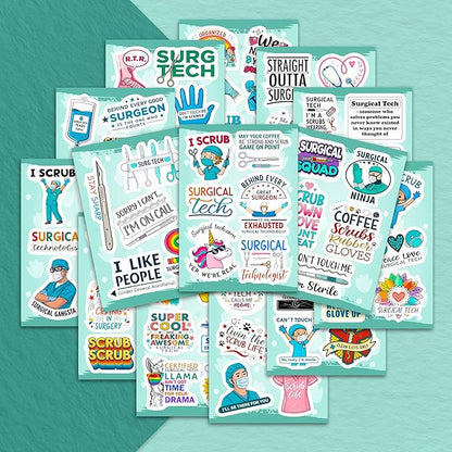 100Pcs Surgical Tech Stickers for Water Bottle, Laptop, Scrub Tech Stickers - Surgical Technologist Gifts Bulk - Gift for Women & Men