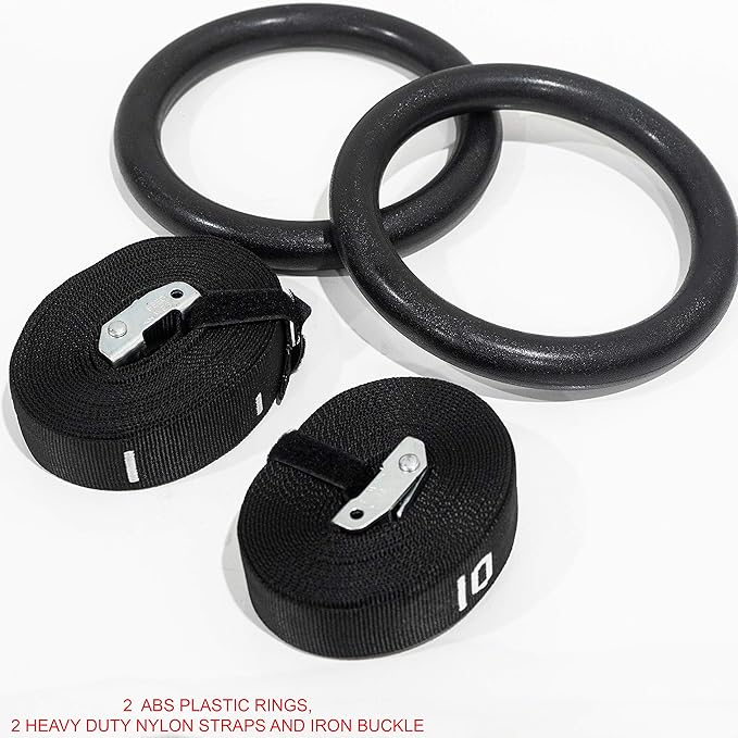 Valor Fitness Wood and Plastic Gymnastics Exercise Rings with Adjustable Straps – Promotes Muscular Physique and Improves Performance in Cross Training and Strength Training