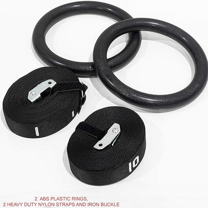 Valor Fitness Wood and Plastic Gymnastics Exercise Rings with Adjustable Straps – Promotes Muscular Physique and Improves Performance in Cross Training and Strength Training