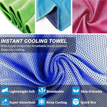 YQXCC Cooling Towels | 4 Pack 40"x12" | Cool Cold for Neck | Microfiber Soft Breathable Chilly | for Yoga, Golf, Gym, Camping, Running, Workout & More Activities