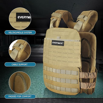 EVERYMATE Weighted Vest Men, Adjustable Weighted Vest Workout Vest for Strength Training Adjustable Strength and Endurance Training Fitness Tactical Running