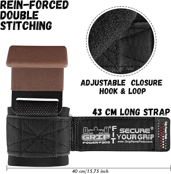 Weight Lifting Rod Hooks Heavy Duty Wrist Wraps Power Weight Lifting Training Gym Grips Straps Set of 2