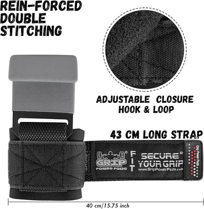 Weight Lifting Rod Hooks Heavy Duty Wrist Wraps Power Weight Lifting Training Gym Grips Straps Set of 2