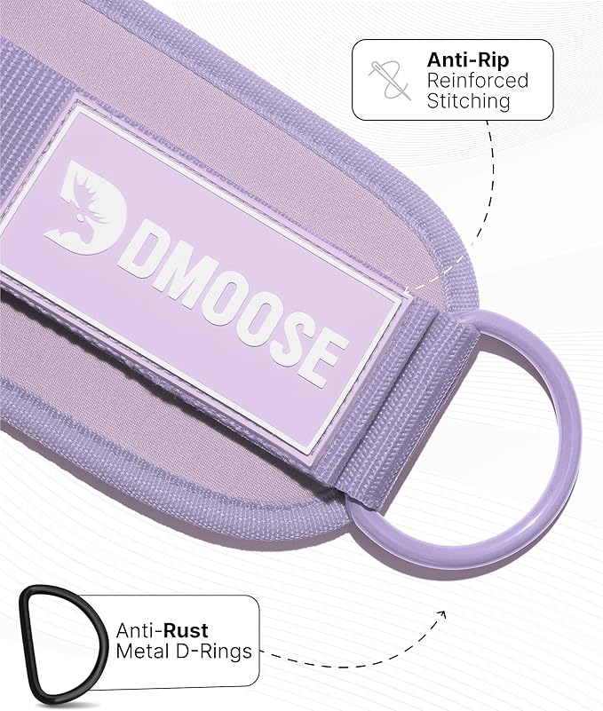 DMoose Fitness Ankle Strap for Cable Machine - One Size Fit with Premium Padding Cuffs, Ankle Bands for Working Out, Booty Workouts, Leg Extension, Hip Abductors, Kickbacks & Lower Body Exercises