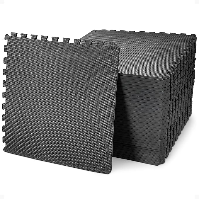 BalanceFrom Puzzle Exercise Mat 1/2" Thick, EVA Interlocking Foam Floor Tiles for Home Gym, Mat for Home Workout Equipment, Floor Padding for Kids, Multiple Sizes and Colors