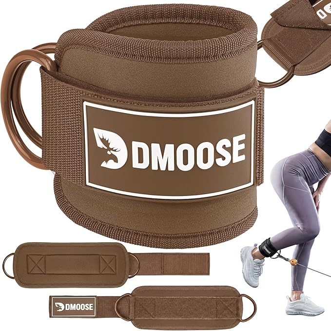 DMoose Fitness Ankle Strap for Cable Machine - One Size Fit with Premium Padding Cuffs, Ankle Bands for Working Out, Booty Workouts, Leg Extension, Hip Abductors, Kickbacks & Lower Body Exercises