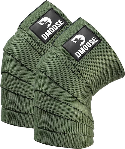 DMoose Fitness Knee Sleeves for Weightlifting (Pair) 78” Knee Wraps for Joint Support, Squats & Powerlifting - Gym Brace Straps for Joint Stability & Pain Relief, USPA & IPL Approved for Men and Women