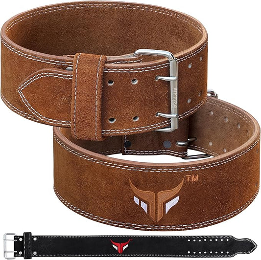 Mytra Fusion Weight Lifting Belt Double Prong Buckle Power Lifting Belt Leather Weightlifting Belt for Training Gym Workout