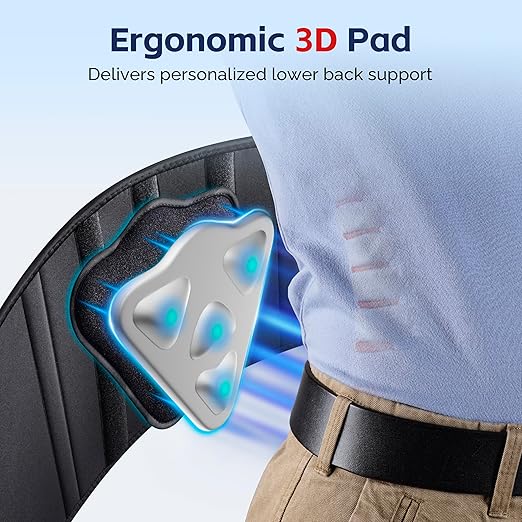 FEATOL Back Brace for Men Lower Back Pain Relief Lumbar Support Brace Waist Belt with Ergonomic 3D Silicone Pad for Heavy Lifting Work, Herniated Disc, Sciatica, 3XL