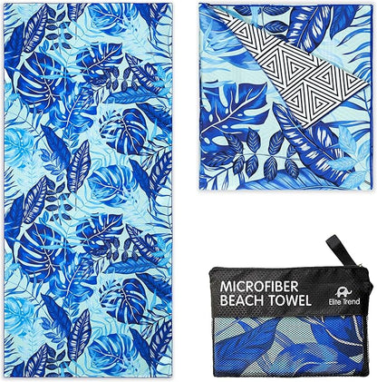 Elite Trend Quick Dry Towel Extra Large 78x35 Inch - Microfiber Beach Towel - Perfect for Beach, Travel, Swimming, Pool, Yoga, Hiking, Camping - Lightweight, Fast Drying, Compact for Adults (Palms)