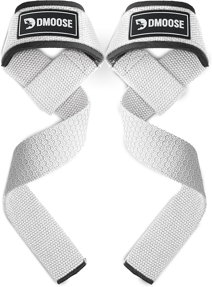 DMoose Fitness Lifting Straps 24" (Pair) - 5mm Padded Durable Wrist Straps for Weightlifting & Powerlifting - Cotton Lifting Strap with Silicone Grip for Men & Women - Deadlift Strap for Gym Workout
