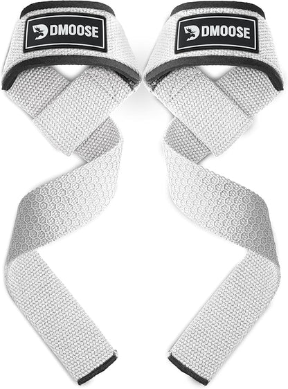 DMoose Fitness Lifting Straps 24" (Pair) - 5mm Padded Durable Wrist Straps for Weightlifting & Powerlifting - Cotton Lifting Strap with Silicone Grip for Men & Women - Deadlift Strap for Gym Workout