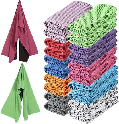 Hosuly 20 Pcs Cooling Towel 47 x 12 Inch Ice Towel for Neck, Microfiber Cool Towel, Breathable Soft Chilly Towel for Yoga, Sports, Gym, Camping, Golf, Running, Fitness, Workout(Multicolor, 20 Pcs)