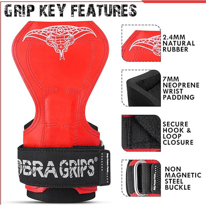 Cobra Grips PRO Weight Lifting Gloves Heavy Duty Straps Alternative with Power Lifting Hooks Padded Wrist Support for Deadlifts & Bodybuilding