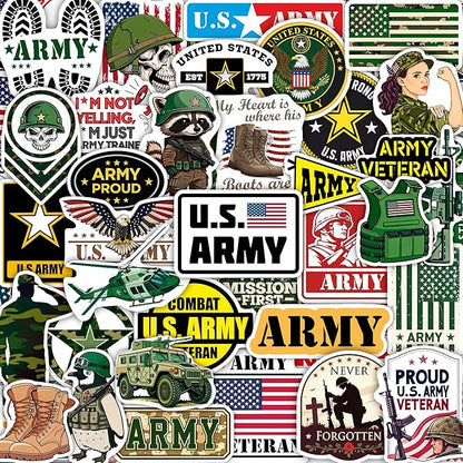 100Pcs Funny Army Stickers and Decals, Military Stickers for Laptop, Water Bottle - Army Gifts, Military Party Supplies - Gift for Women & Men